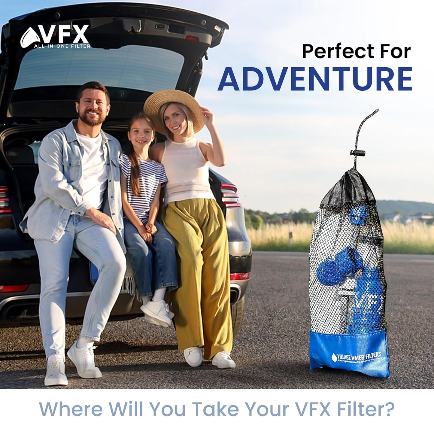 VFX All-in-One Portable Water Filter – Survival Water Purifier for Camping, Hiking, Backpacking, and Emergency Preparedness with Gravity System