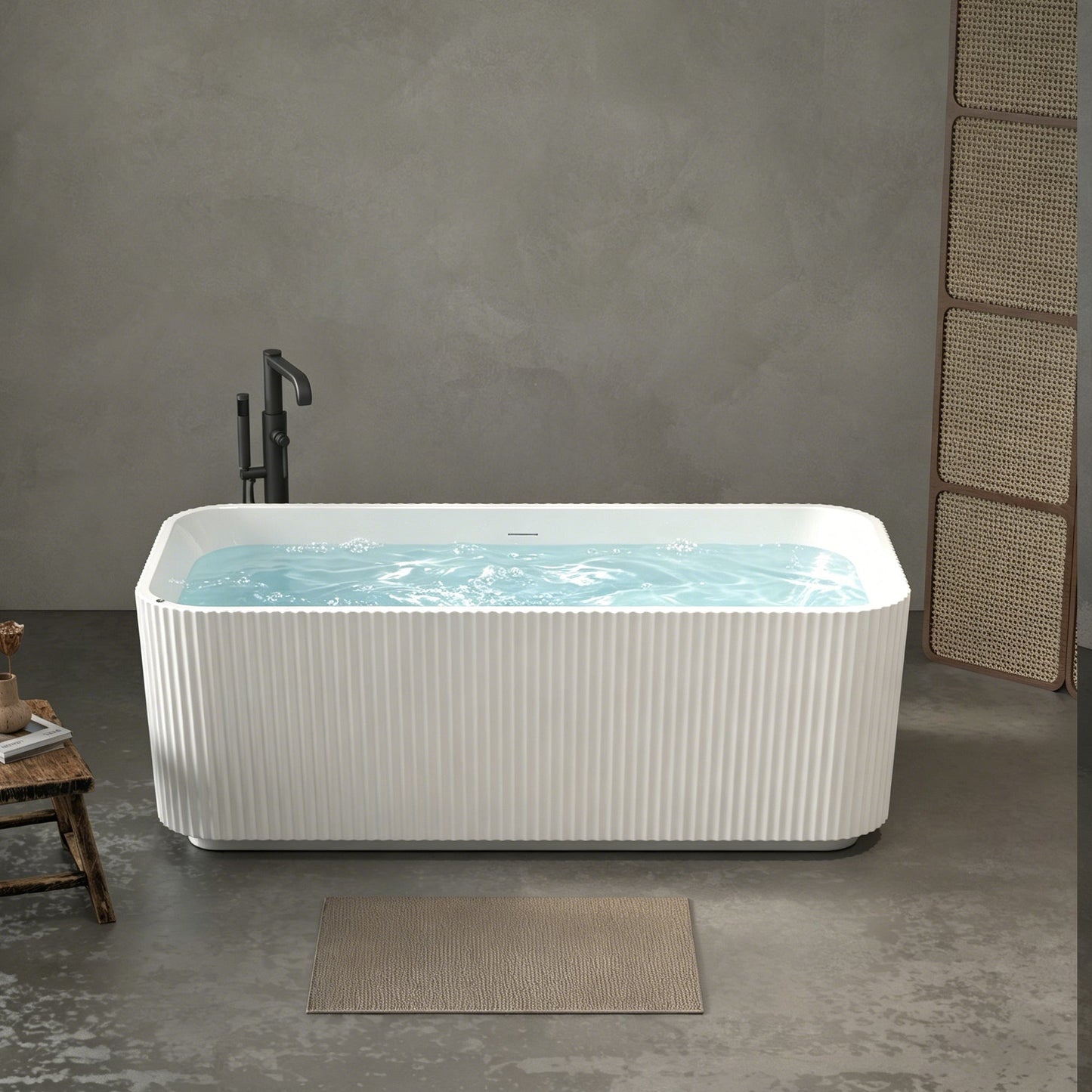 67' Rectangle Acrylic Whirlpool Bathtub Freestanding Soaker Tub Chrome Drain cUPC