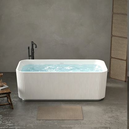67' Rectangle Acrylic Whirlpool Bathtub Freestanding Soaker Tub Chrome Drain cUPC