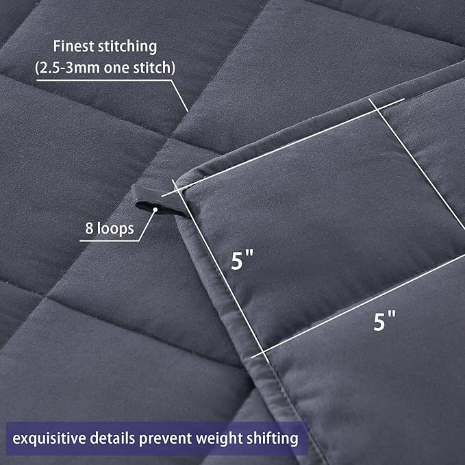 yescool Weighted Blanket for Adults (15 lbs, 48" x 72", Grey) Cooling Heavy Blanket for Sleeping Perfect for 140-160 lbs, Twin Size Breathable Blanket with Premium Glass Bead, Machine Washable