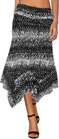Women's Flowy Handkerchief Hemline Midi Skirt - Elastic Waist Asymmetrical Hem