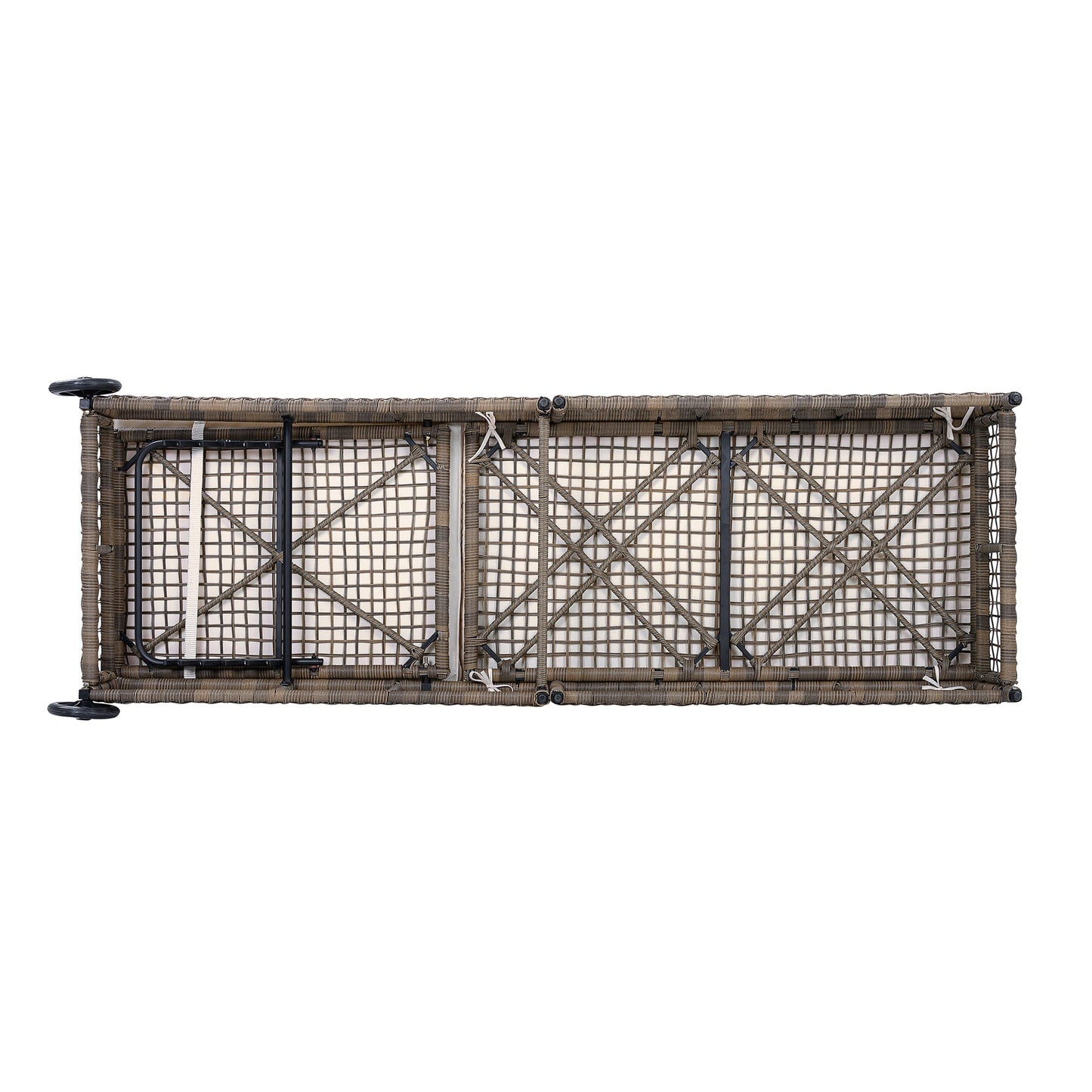 Outdoor Lounge Chair with 5-Position Backrest, Rattan Chaise Lounge in Beige