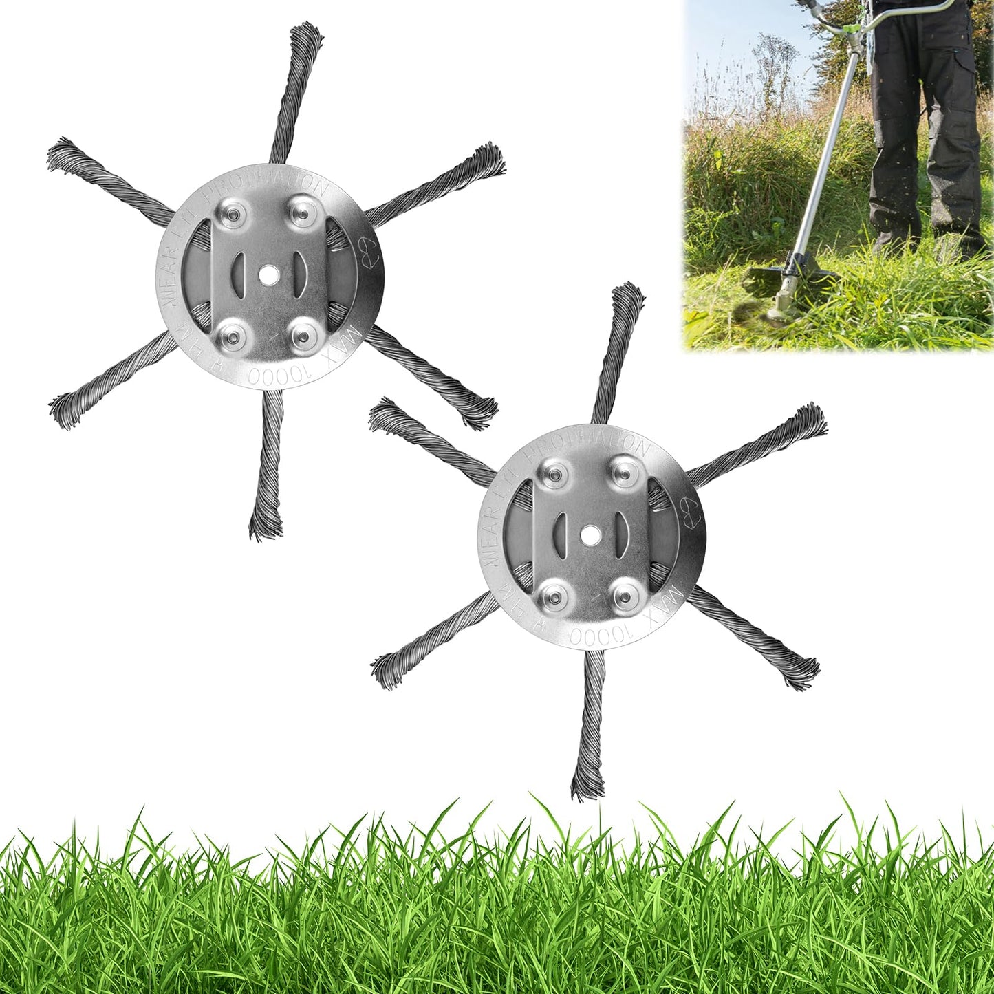 Generic Steel Wire Grass Trimmer Head 6 Inch 2PCS Silver Spindle 0.2in