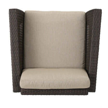 Club Chair PE Rattan Iron Brown Modern Outdoor