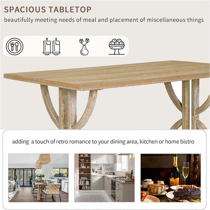 Industrial Solid Wood Rectangular Dining Table Set