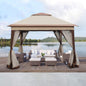 Canopy Gazebo Steel Coffee Pop-Up 11x11 Ft Double-Tier Mesh Sidewalls UV