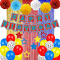 TRBSXRT Cartoon Birthday Decorations Gold Red Blue Foil Fringe Curtains Balloons