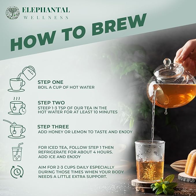 Elephantal Wellness Nerve Ease Herbal Tea | Calming Nervous System Support with Chamomile Tea, Passionflower, Lemon Balm Tea, Valerian & St. John’s Wort | Loose Leaf, Caffeine-Free, 2oz, 20 Servings