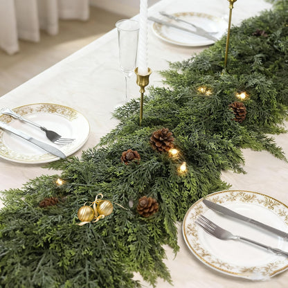 ESTABA 6FT Real Touch Cedar Garland Artificial Green Pine Christmas Decor