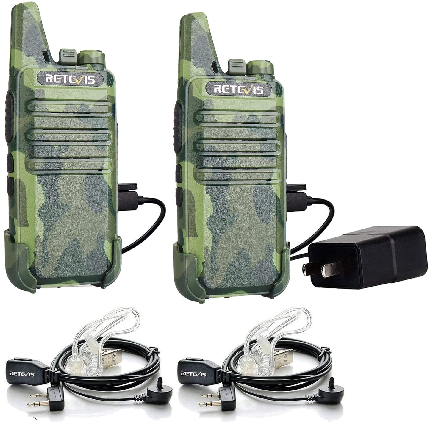 Retevis RT22 Walkie Talkies, Mini 2 Way Radio Rechargeable, VOX Handsfree, Portable, Two-Way Radios Long Range with Earpiece, for Family Road Trip Camping Hiking Skiing(2 Pack, Black)