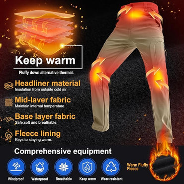 Toomett Men's hiking Snow Pants Skiing Winter Insulated Fleece lined Outdoor Water Repellent camping,walking,fishing