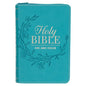 KJV Bible Pocket Faux Leather Teal W/Zipper - Leather