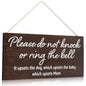 YEWANG Do Not Ring Doorbell Sign Wooden 12x6 Inch Brown with Ropes