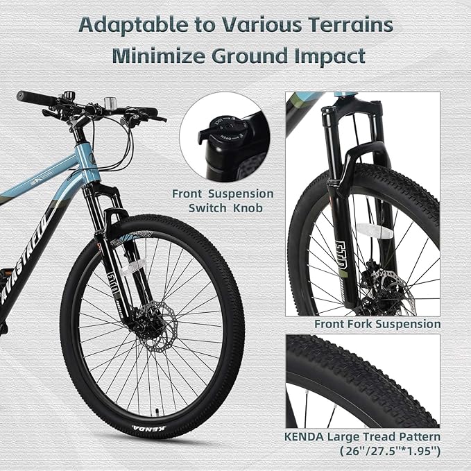 AVASTA Earth 26 27.5 inch Mountain Bike with 21-Speed，Aluminum Frame, Dual Disc Brake, Comfortable Saddle,Multiple Colors