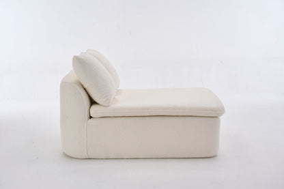 Sectional Sofa U-Shape Chenille Milk White 10 Seat Modular 128 In