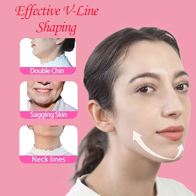 V Line Lifting Mask Chin Strap for Sleeping, Face Lifting Strap, Chin Strap, Jawline Shaper, Jaw Strap, Double Chin Reducer,Face Lift Tape & Snoring Solution (Grey &Pink)