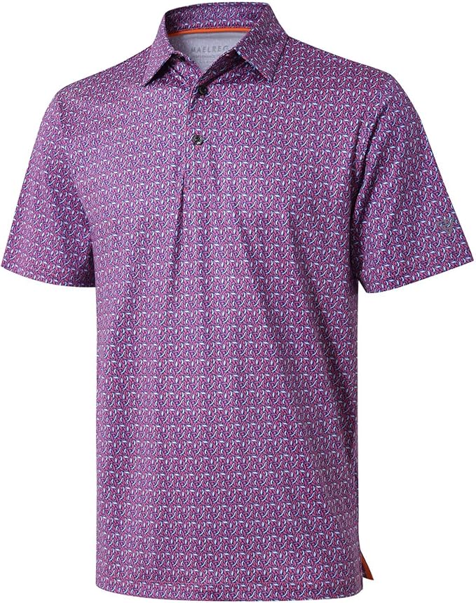 Men's Golf Polo Shirts Short Sleeve Striped Performance Moisture Wicking Dry Fit Golf Shirts for Men