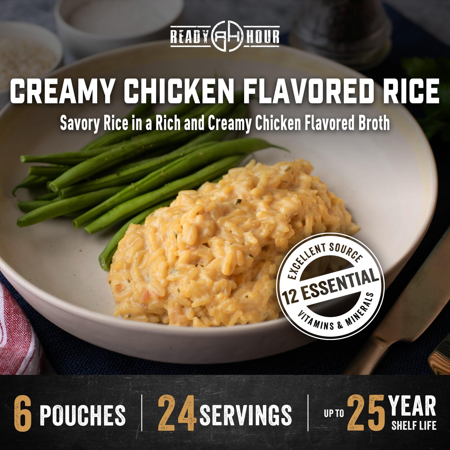 Ready Hour Mac and Cheese Case Pack (24 Servings), Freeze-Dried, Mac and Cheese Bulk, Survival Emergency and Real Non-Perishable Food, Long-Term Storage Food, 25-Year Shelf Life