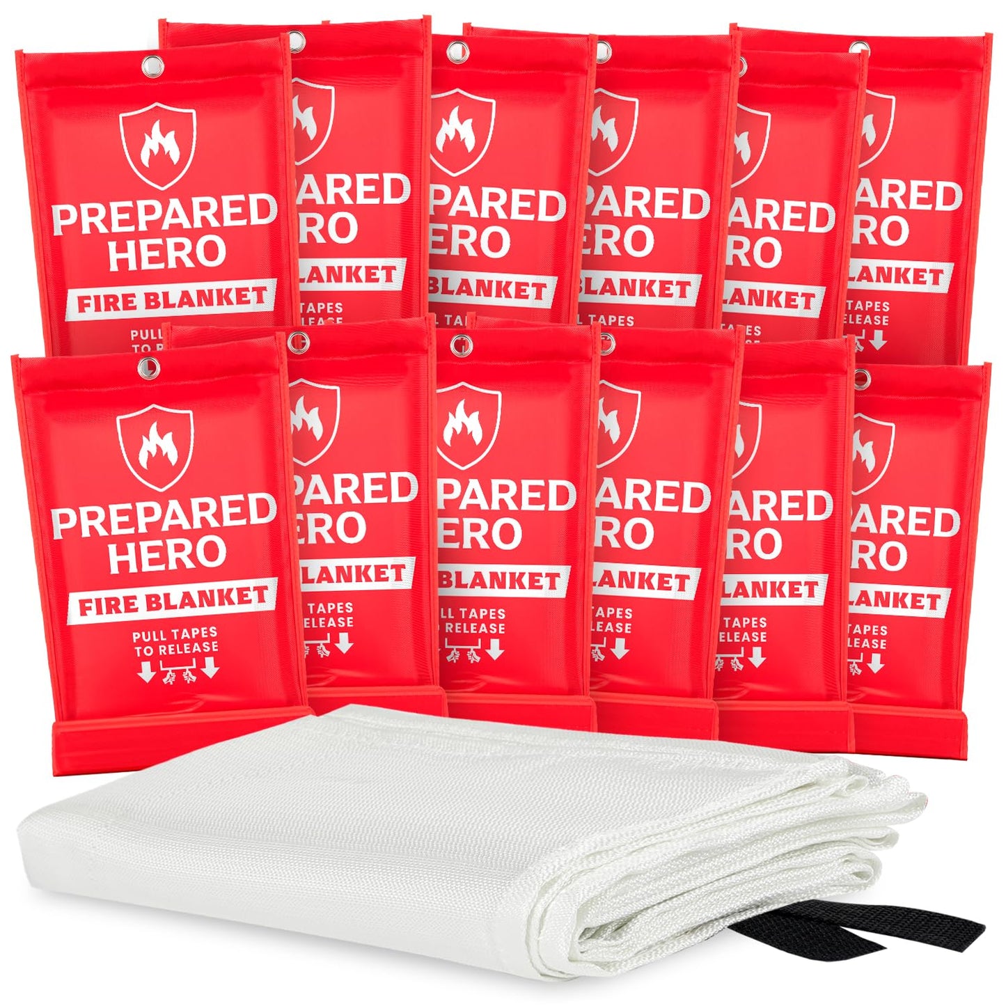 Prepared Hero Emergency Fire Blanket - 2 Pack - Fire Suppression for Kitchen, 40” x 40” Fiberglass Fire Blanket for Home