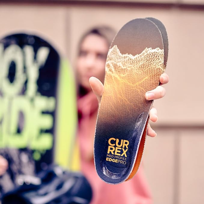 CURREX EdgePro Thermo Regulating Ski Boot Insoles for Snowboarding, Skiing, & Winter Sports ??Ski Boot Inserts with Shock Absorbing Cushioning ??for Men & Women ??Medium Arch, XS