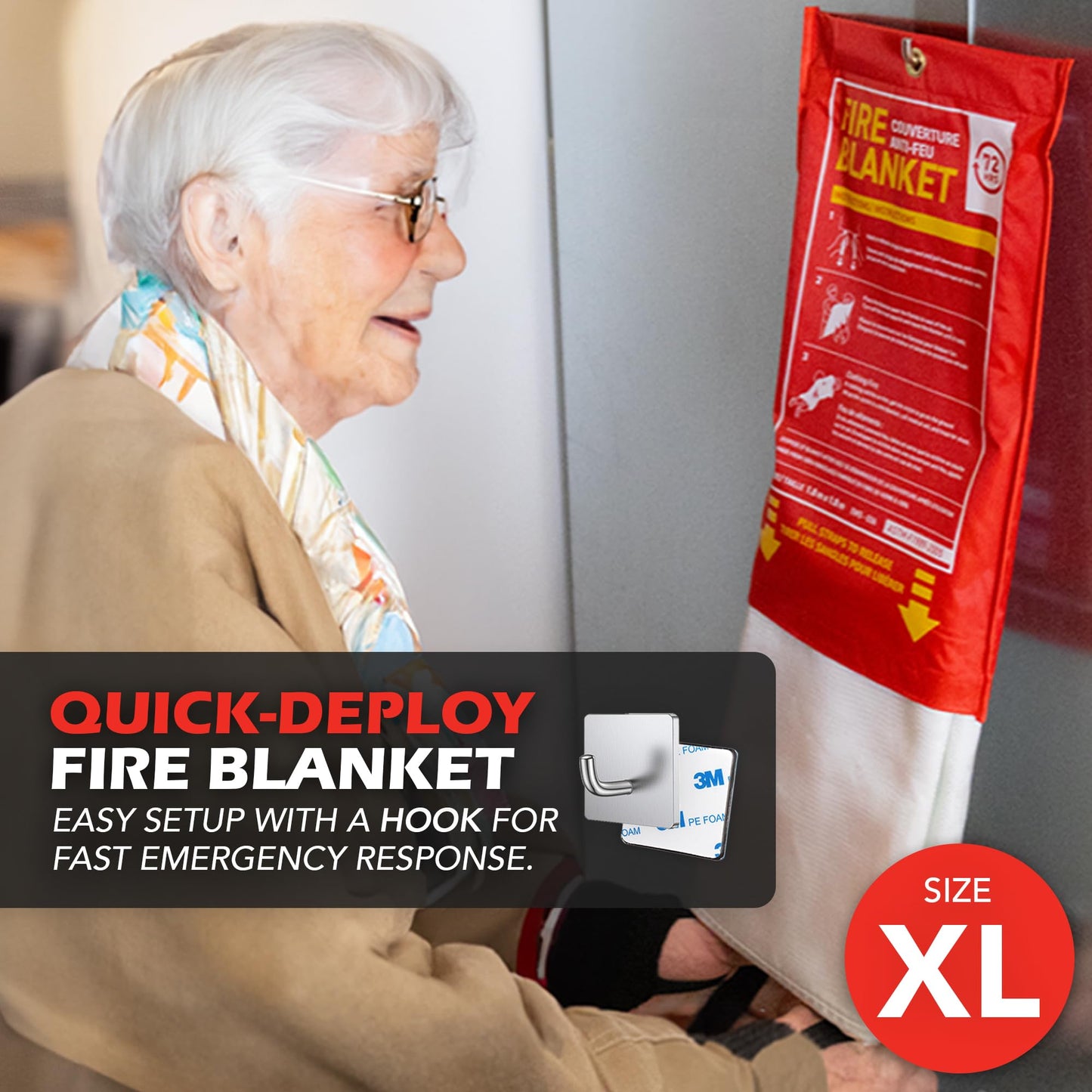 72 HRS Large Emergency Fire Blanket 47"×47" – Fiberglass Fire Safety Tool for Home, Kitchen, Camping, Survival | Extinguisher Alternative for Grill, Welding, Fire Pit