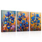 HTTART Blue Iris Flower Oil Painting Wall Art Van Gogh Style 12x16 Set of 3