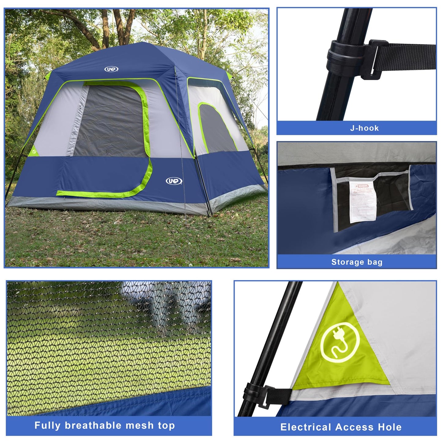 UNP 2/4/6/8 Person Tent, Portable Cabin Tent, Camping Tent 4-Person Easy Set Up, Waterproof with Top Rainfly for Outdoor Camping/Hiking | Easy Set Up, Waterproof, Top Rainfly