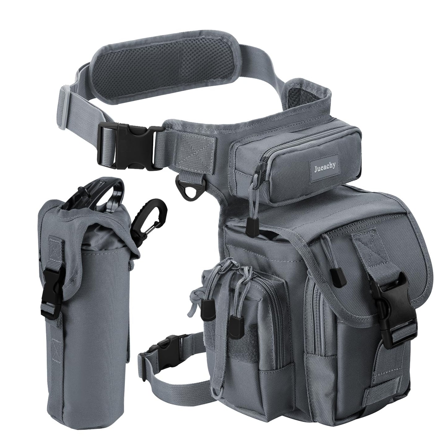 Jueachy Drop Leg Bag for Men Tactical Metal Detecting Thigh Pack with Water Bottle Pouch