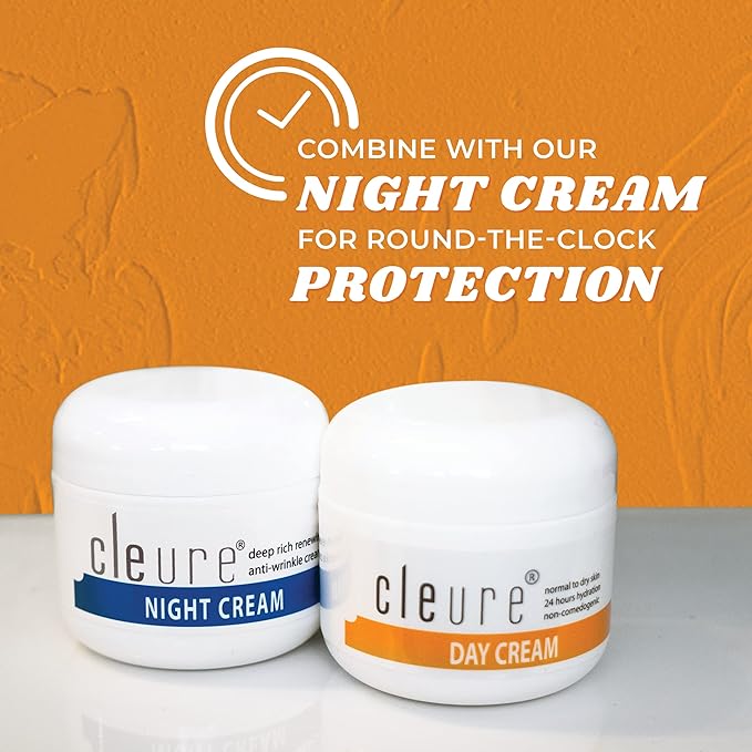 Cleure Anti-Aging Day Cream & Facial Moisturizer w/Pure Shea Butter for Sensitive Skin - Fragrance Free, Gluten, Salicylate and Paraben Free (2 oz, Pack of 1)