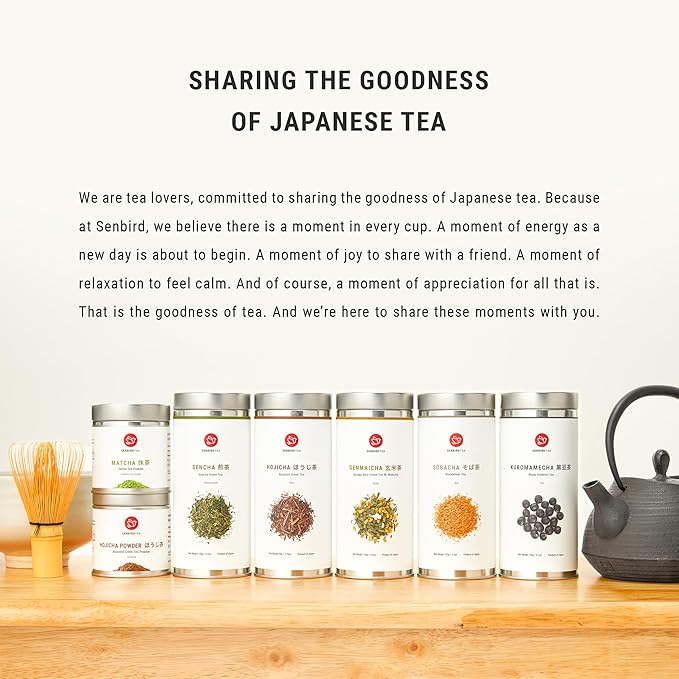 Senbird Premium Sobacha - Japanese Soba Buckwheat Tea - From Hokkaido - Loose Leaf in Airtight Tea Tin (3.5oz/100g)