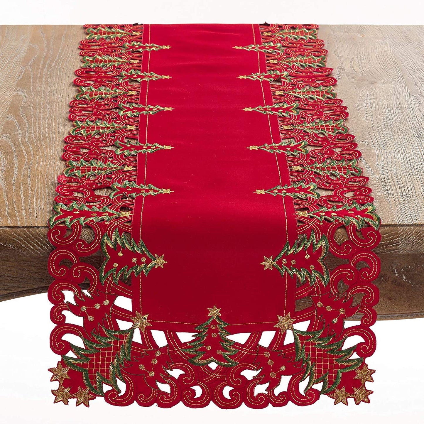 Fennco Styles Pandora Collection Holiday Christmas Tree Table Linens