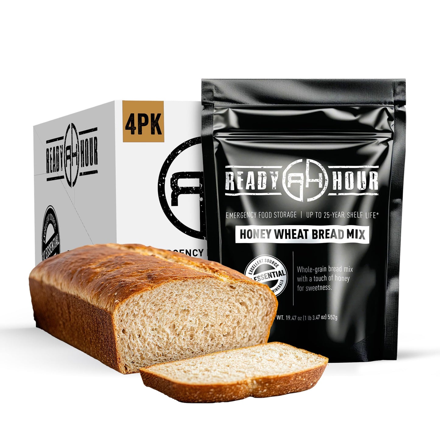 Ready Hour Honey Wheat Bread Mix Case Pack (48 Servings), Freeze-Dried Bread Mix, Honey Wheat Mix, Bulk Baking Mix, Survival Bread Kit, Emergency Baking Supply, Prepper Pantry Essentials, Disaster Food Storage, Long Shelf Life Food
