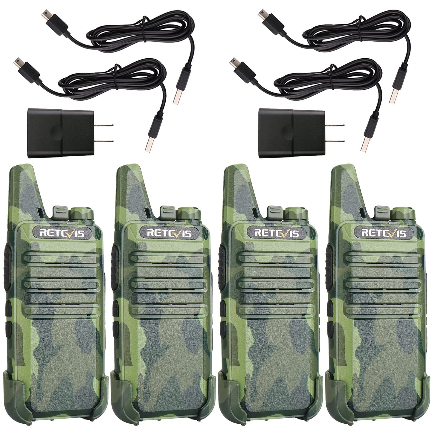Retevis RT22 Two Way Radio Long Range Rechargeable,Portable 2 Way Radio, USB-C Charging, Handsfree Walkie Talkies for Adults Cruise Hiking Camping(4 Pack)