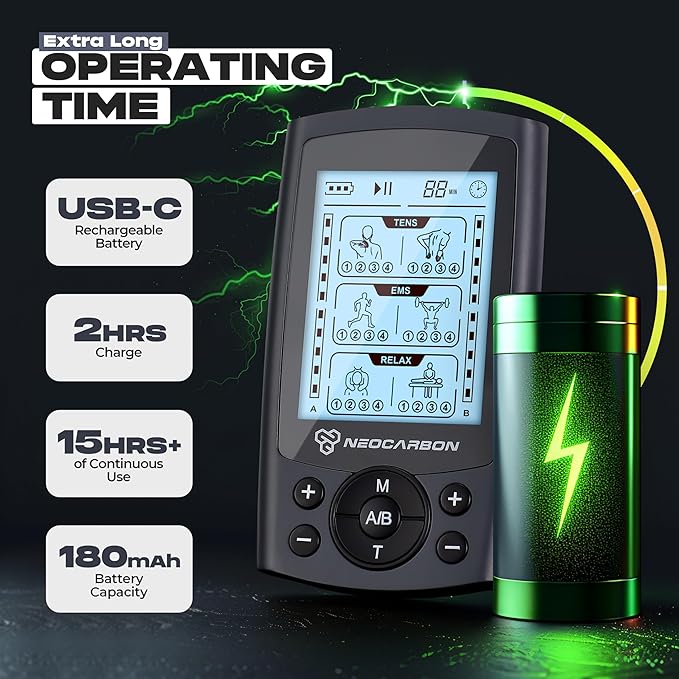 TENS Unit Muscle Stimulator, Electronic PMS Pulse Massager Machine for Shock Physical Therapy, Back Pain Relief, Shoulder Recovery, Gray