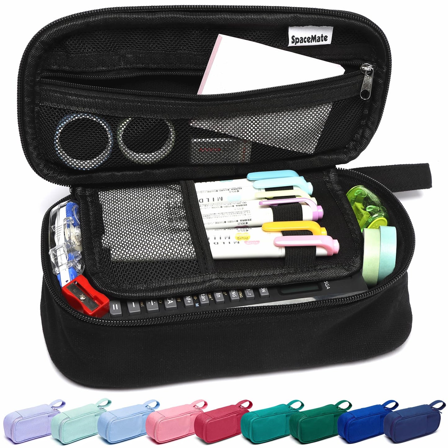 Large Pencil Case 1800ml - Heavy Duty Canvas School Supplies Organizer for Kids Students
