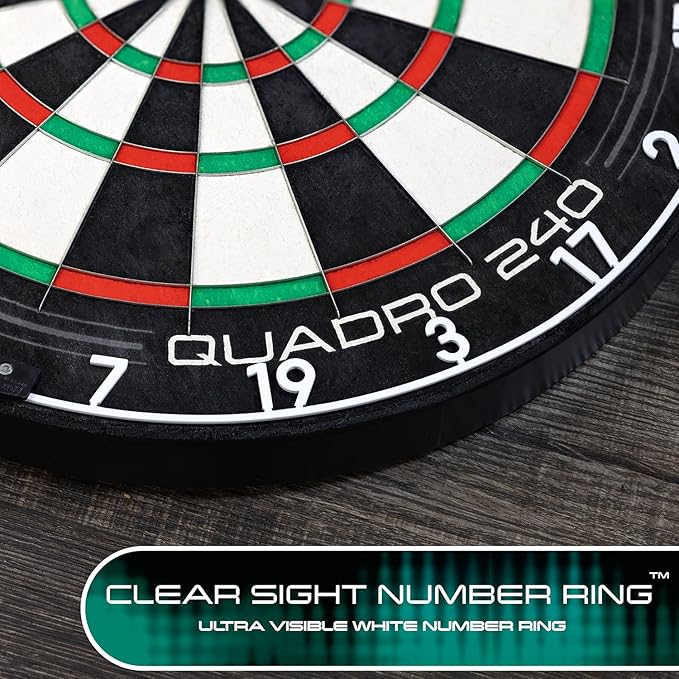 Harrows Dart Board Quadro I Unique and Exclusive 3 Scoring Zones I Ultimate Challenge 240 Maximum Score I Darts Board with Ultra Thin Knife Wire I Compatible with Dart Board Stand, Dart Board Lighting
