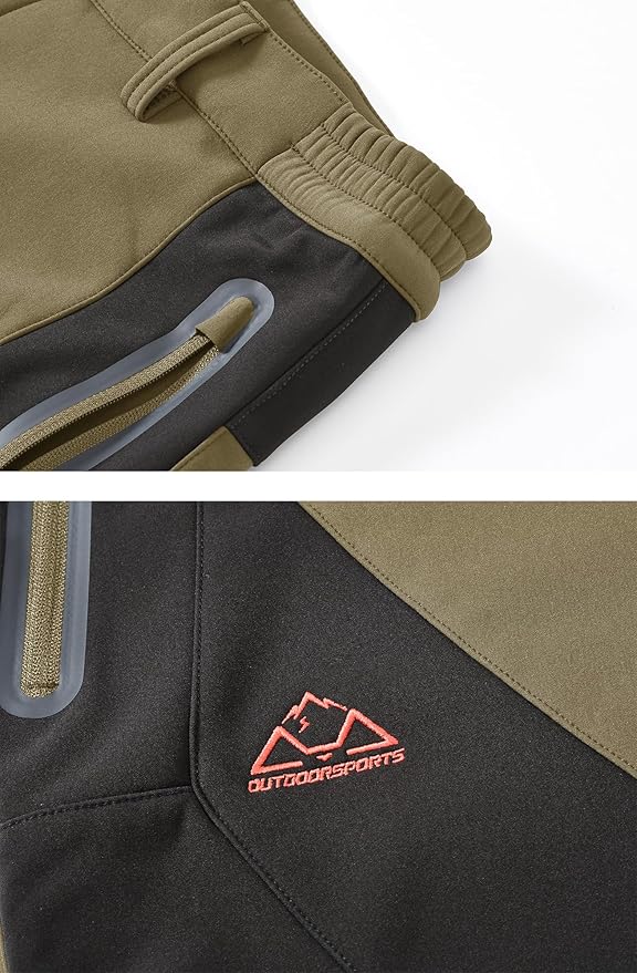 YSENTO Men's Fleece Lined Ski Snow Pants Winter Waterproof Softshell Insulated Hiking Cargo Pants