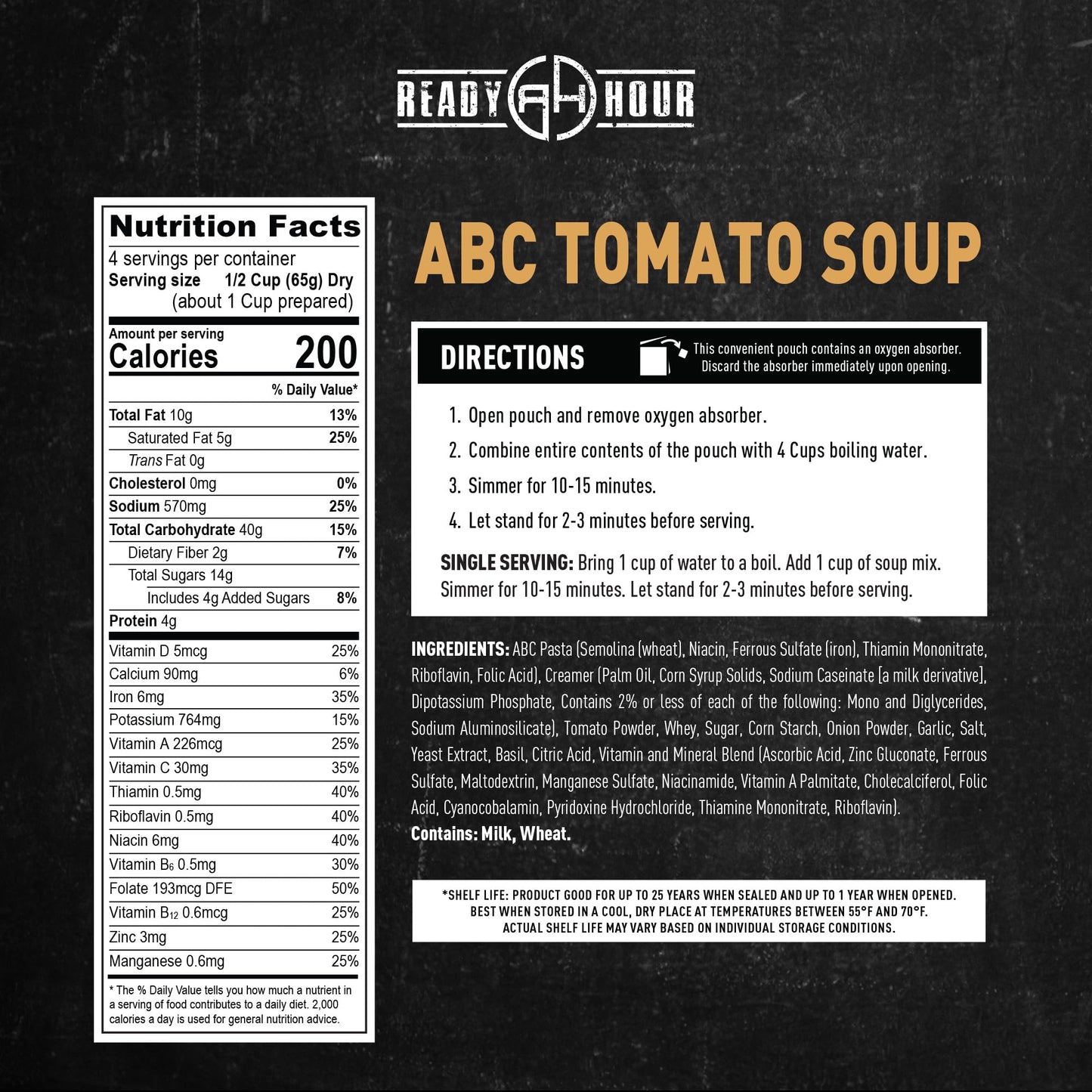 Ready Hour Homestyle Potato Soup Case Pack – 24 Servings (6 Pouches) – Freeze-Dried Soup, Emergency Survival Food, Long-Term Storage, Dehydrated Bulk Meal, Prepper Pantry Essential