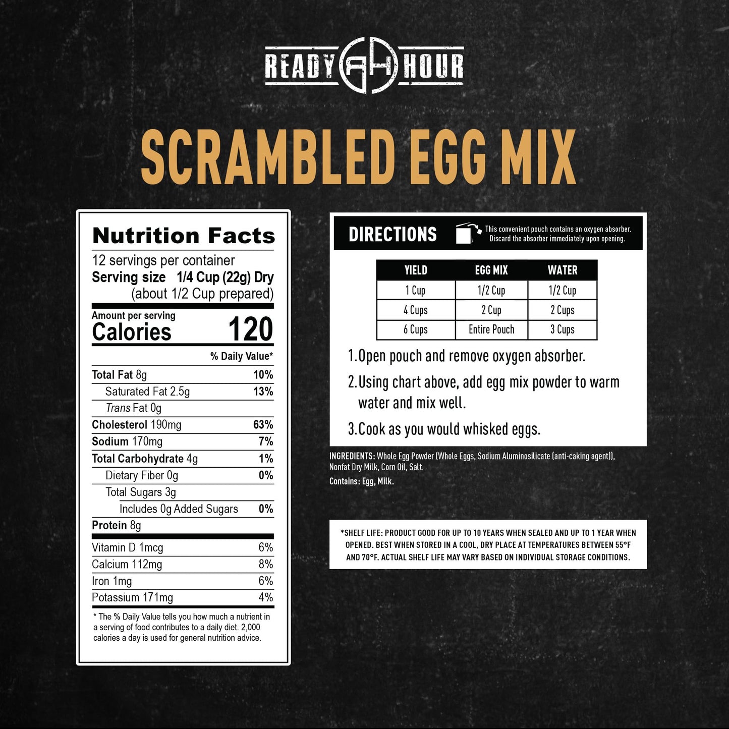 Ready Hour Black Bean Burger Mix Case Pack – 36 Servings (6 Pouches) – Emergency Vegetarian Food, Long Term Storage, Shelf-Stable Veggie Burger, Survival Food Mix
