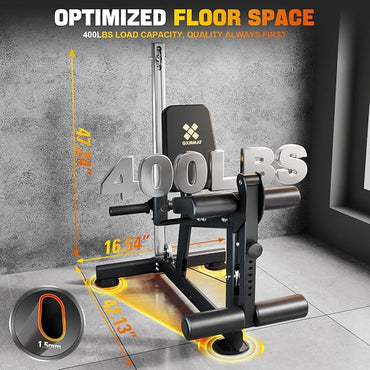 GXMMAT Leg Extension and Curl Machine - Professional Lower Body Workout Equipment for Home Gym, 400lbs Capacity with Adjustable Backrest & Leg Roller, Compact Design (47.24"x42.13"x16.54")