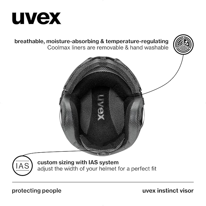 uvex Instinct Visor - Adjustable ski & Snowboard Helmet with Integrated Visor for Women & Men - Black Matte - Small