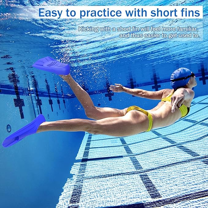 Gintenco Swim Fins, Kids Swim Training Fins for Lap Swimming, Travel Size Flippers with Mesh Bag, Silicone Swimming Fins for Kids Teens Adults Women Men