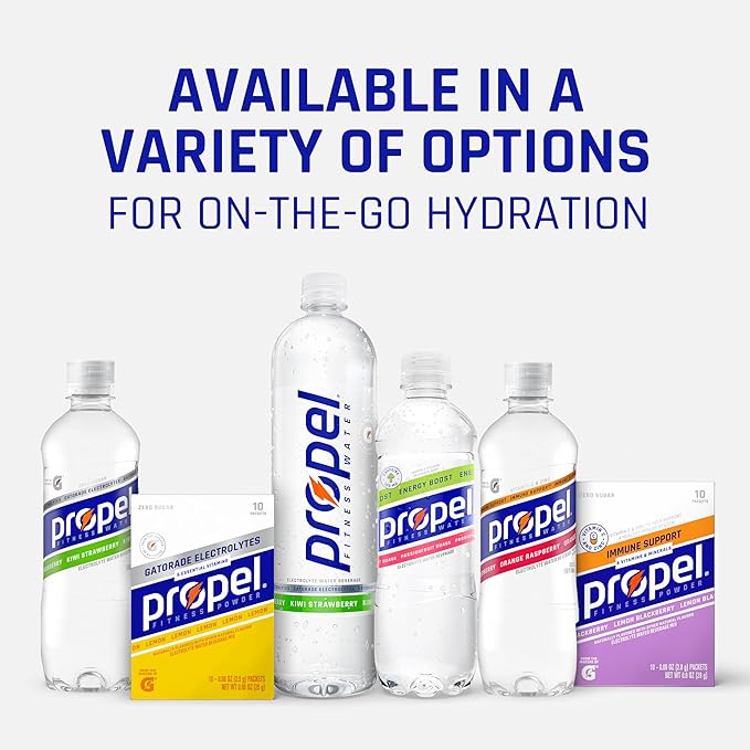 Propel Electrolyte Enhanced Water Sports Drink, Grape Flavored Water, Zero Calorie & Zero Sugar Hydration with Electrolytes and Vitamins C & E, 16.9 fl oz Water Bottles (12 Pack)
