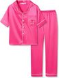 Girls Satin Pajama Set - Silky Button Down PJ with Shorts Size 6-16