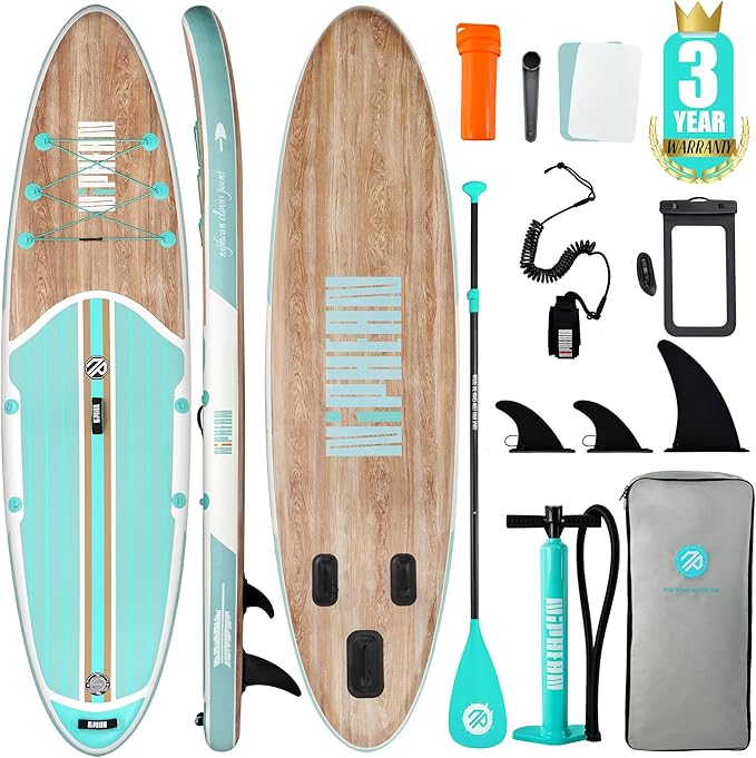 Niphean Inflatable Stand Up Paddle Board with SUP Accessories, Anti-Slip EVA Deck, 10’6’’ Inflatable Paddle Boards for Adults & Youth of All Skill Levels