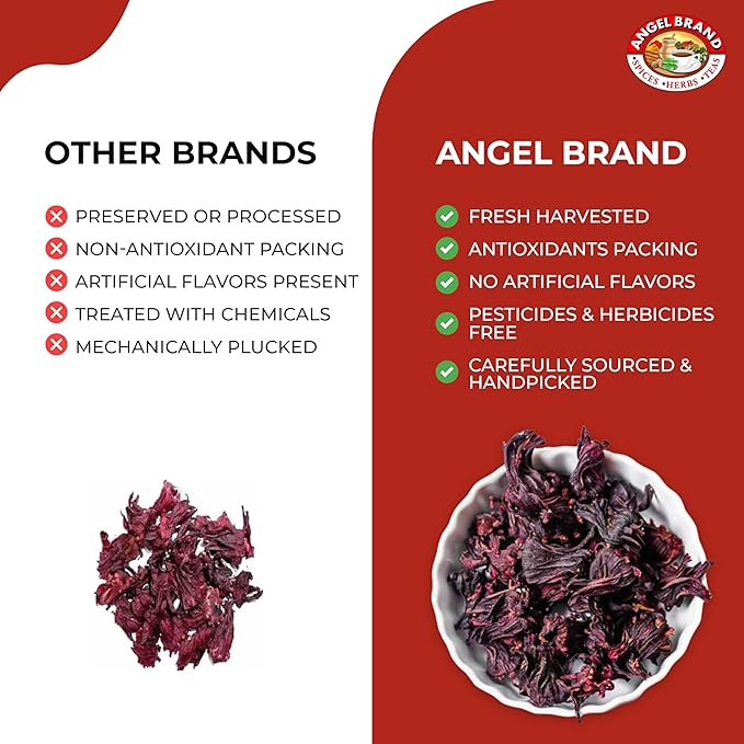 Angel Brand Dried Sorrel Hibiscus Flowers 1.5 lbs Pouch - Discover Rich Flavor & Aroma of Healthful Delights with Hibiscus Tea Loose Leaf - Enjoy Refreshing, & Nutritious Beverages to Elevate Health