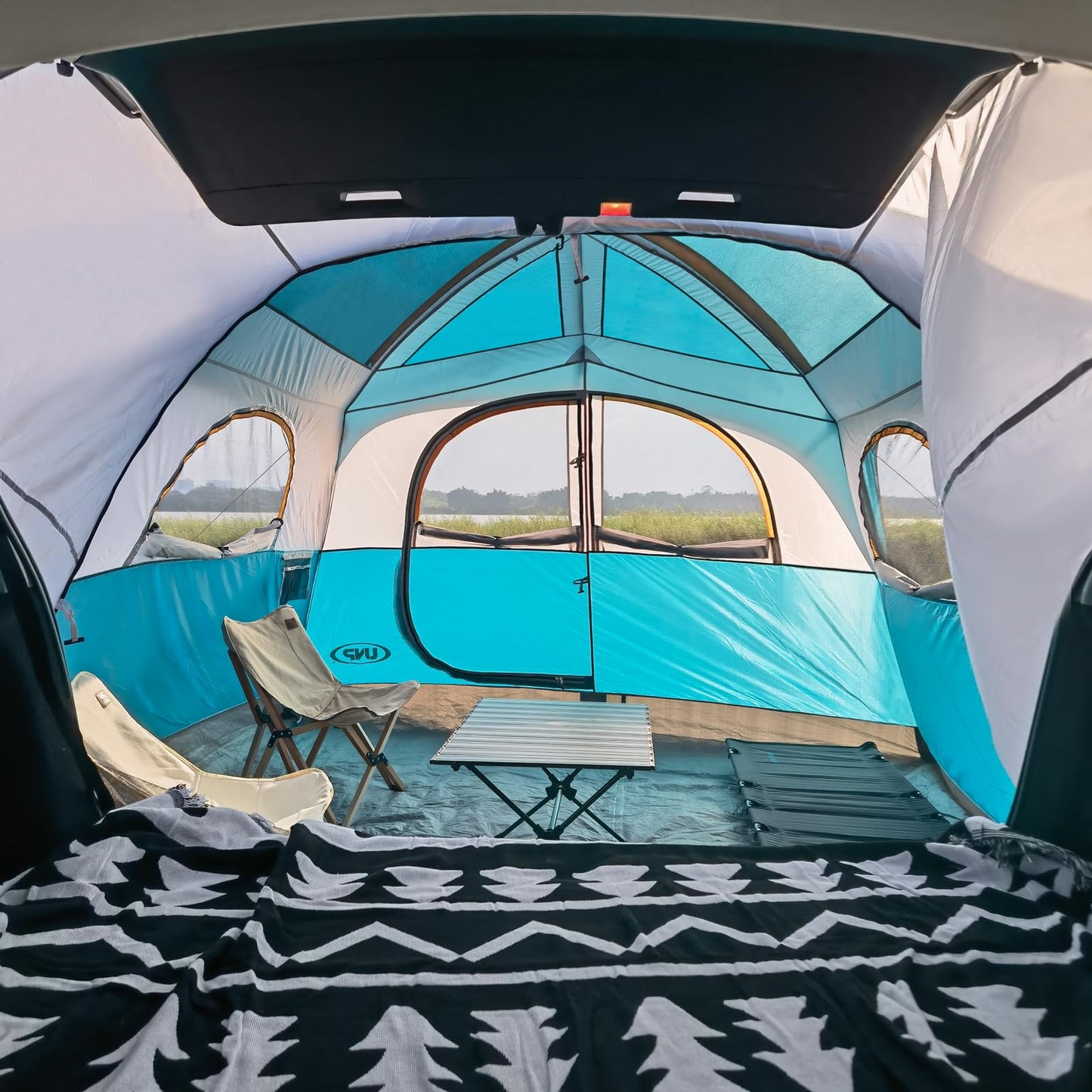 UNP SUV Tent for Camping, 6-Person SUV Tailgate Tent - Easy Set Up with Rainfly, 10'x9'x78in(H)