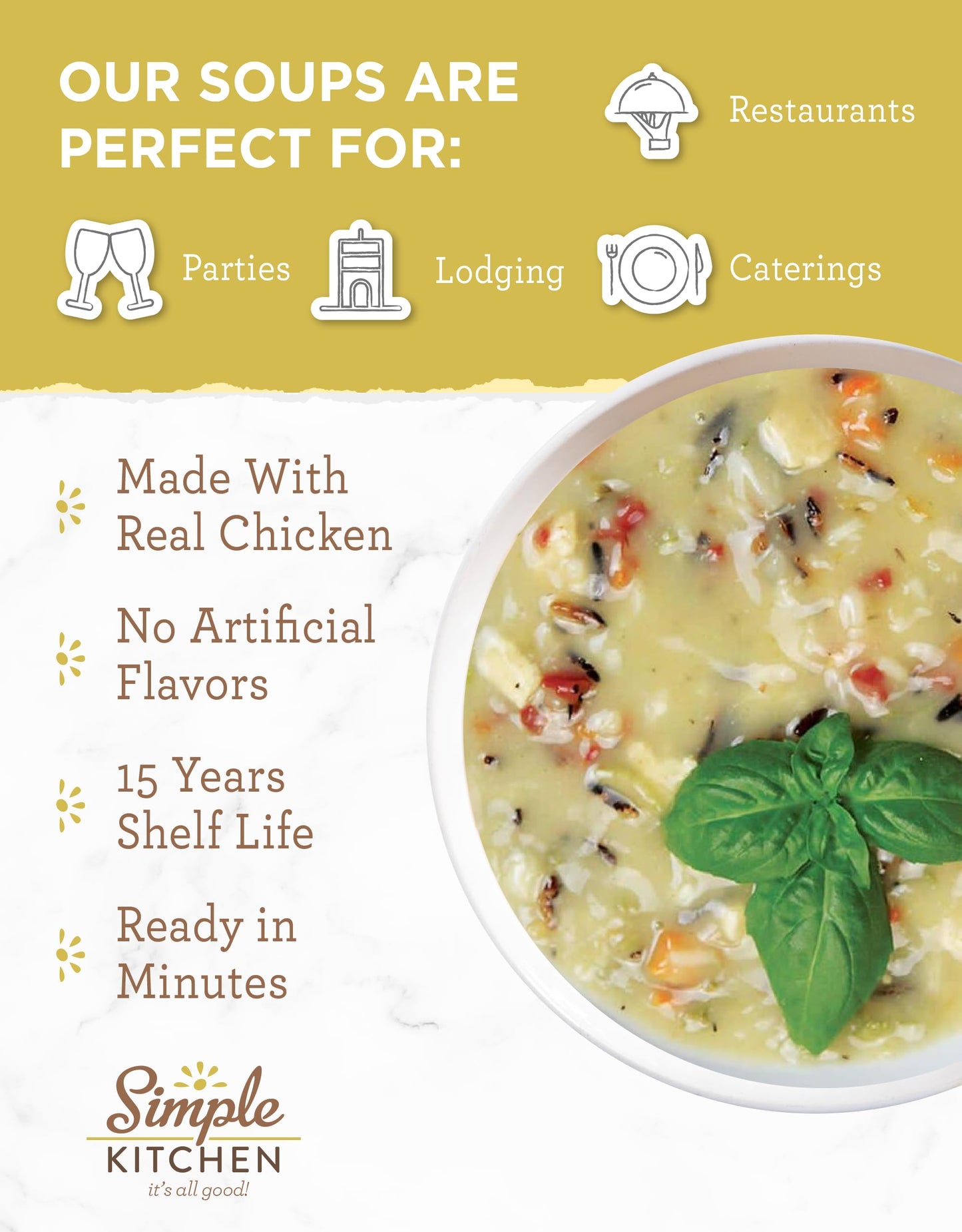 Simple Kitchen Garden Vegetable Soup Mix - 17 Servings for Meal Prep, Gluten Free, Vegetarian, Dehydrated & Freeze Dried Survival Food for Camping Meals, Backpacking & Hiking, Survival Kit, Pack of 4
