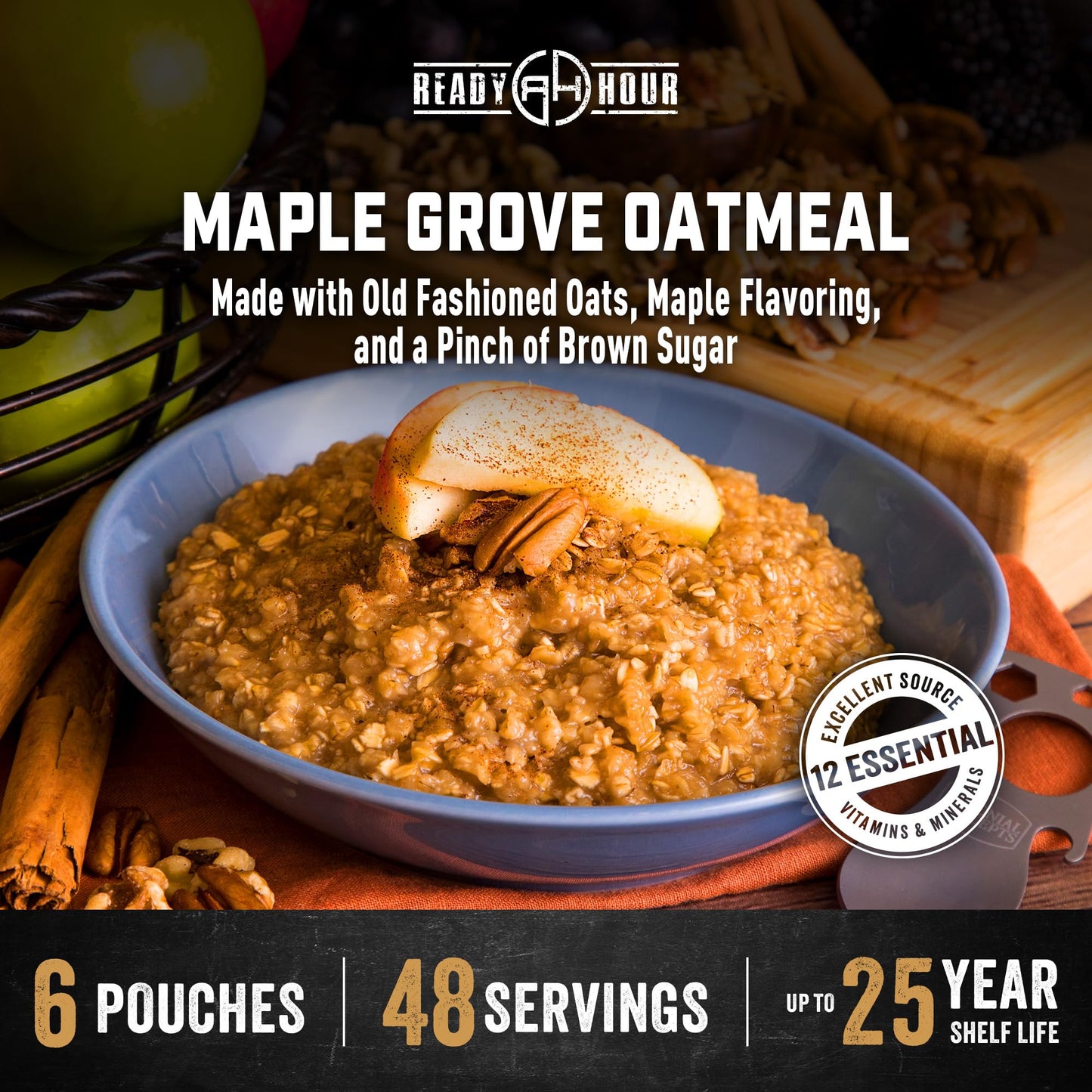 Ready Hour Mac and Cheese Case Pack (24 Servings), Freeze-Dried, Mac and Cheese Bulk, Survival Emergency and Real Non-Perishable Food, Long-Term Storage Food, 25-Year Shelf Life