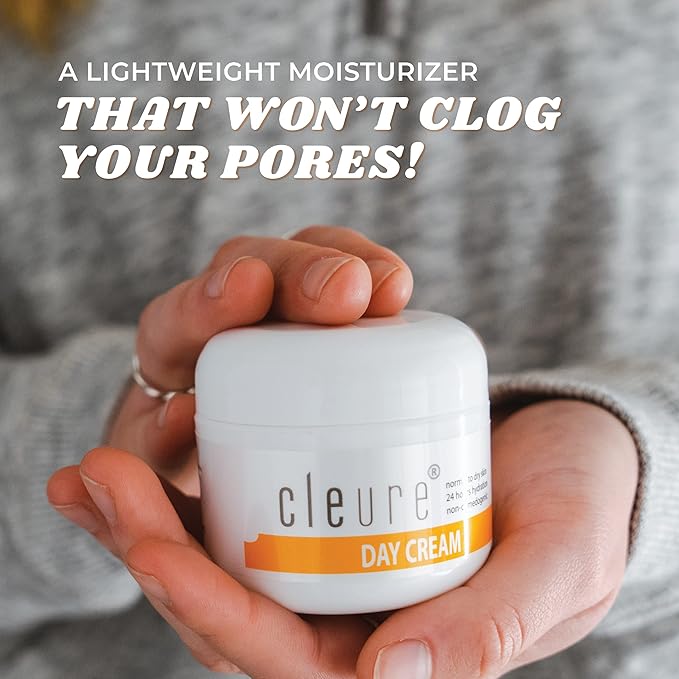 Cleure Anti-Aging Day Cream & Facial Moisturizer w/Pure Shea Butter for Sensitive Skin - Fragrance Free, Gluten, Salicylate and Paraben Free (2 oz, Pack of 1)